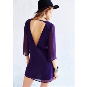 ecote Purple A-Line Sheath Chiffon Dress XS mini open back Bohemian